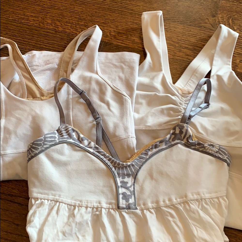 Lululemon bundle - 3 white tanks. Size 6.